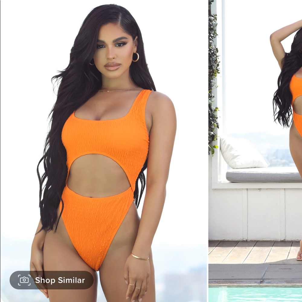 Fashion Nova Drinks and Tans Smocked One Piece Swimsuit - Orange